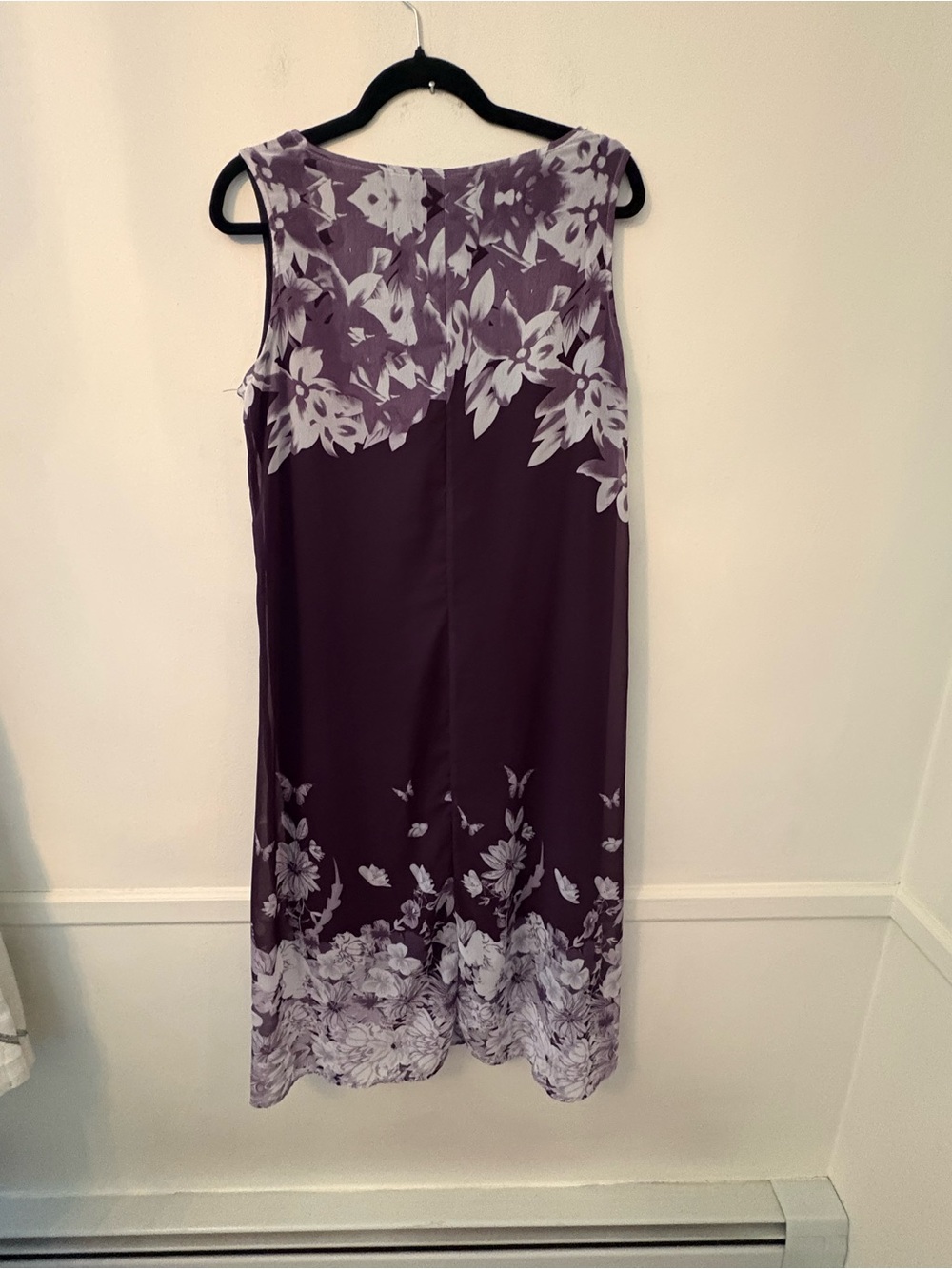 Tendency Women’s Sleeveless Black Maxi Dress Lined W Gray & White Flowers SZ M - Picture 6 of 7